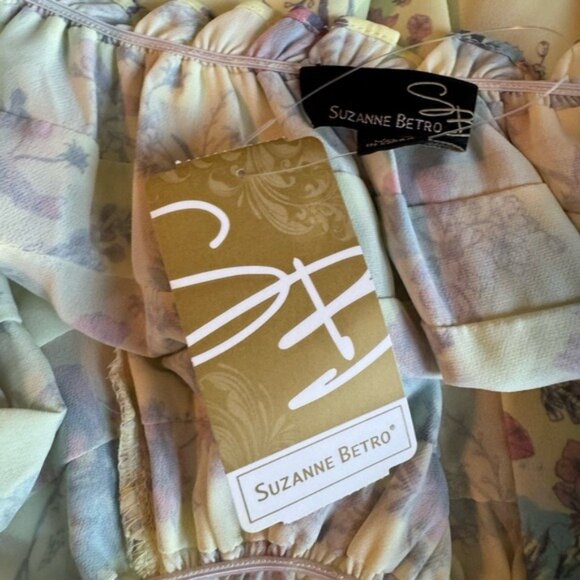 Suzanne Betro Floral Dress Medium Fairycore Whimsical Yellow Feminine Beachy - Picture 7 of 9